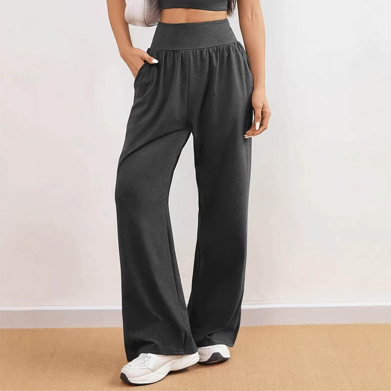 👖🍂58% de réduction❣️ Pantalon de survêtement Femme à Taille Haute et Jambes Larges