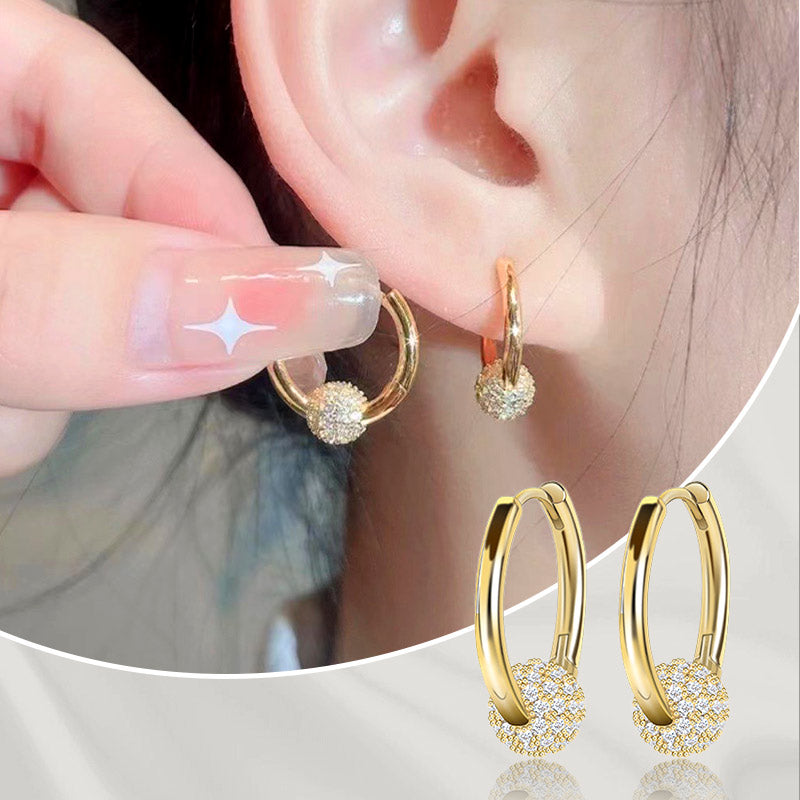 ✨💛53% de réduction🔥Boucles d'oreilles en or en forme de cercle avec une petite boule