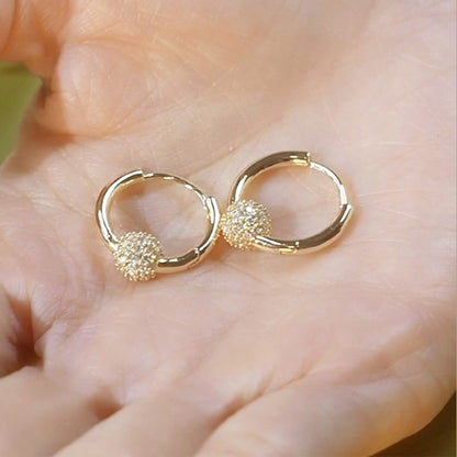 ✨💛53% de réduction🔥Boucles d'oreilles en or en forme de cercle avec une petite boule
