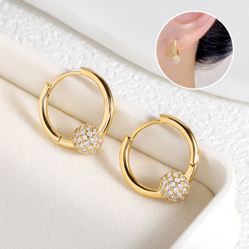 ✨💛53% de réduction🔥Boucles d'oreilles en or en forme de cercle avec une petite boule