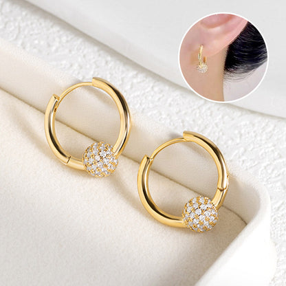 ✨💛53% de réduction🔥Boucles d'oreilles en or en forme de cercle avec une petite boule