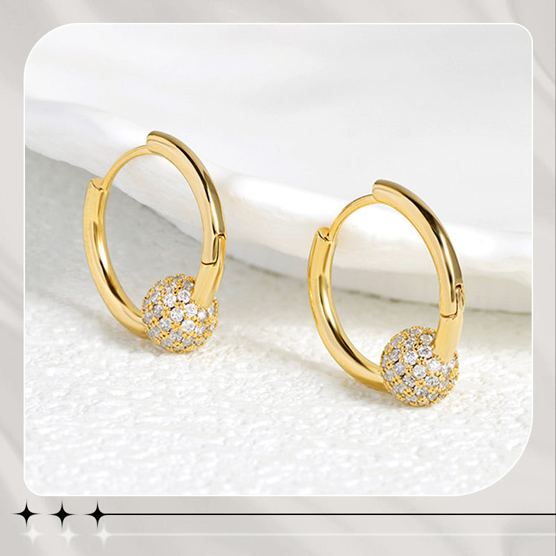 ✨💛53% de réduction🔥Boucles d'oreilles en or en forme de cercle avec une petite boule