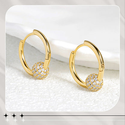 ✨💛53% de réduction🔥Boucles d'oreilles en or en forme de cercle avec une petite boule
