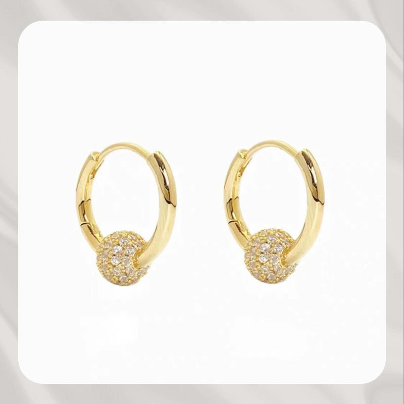✨💛53% de réduction🔥Boucles d'oreilles en or en forme de cercle avec une petite boule