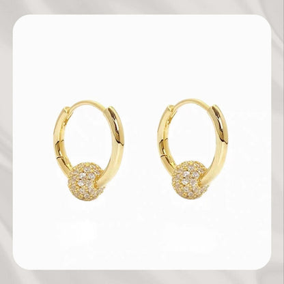 ✨💛53% de réduction🔥Boucles d'oreilles en or en forme de cercle avec une petite boule