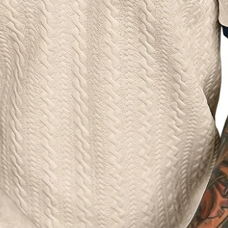 👕 50 % DE RÉDUCTION EN CE MOMENT ! ✨ Haut décontracté texturé pour homme – Col contrasté et tissu en maille – Polyvalent et facile d'entretien 🎩