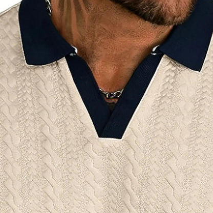 👕 50 % DE RÉDUCTION EN CE MOMENT ! ✨ Haut décontracté texturé pour homme – Col contrasté et tissu en maille – Polyvalent et facile d'entretien 🎩