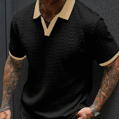 👕 50 % DE RÉDUCTION EN CE MOMENT ! ✨ Haut décontracté texturé pour homme – Col contrasté et tissu en maille – Polyvalent et facile d'entretien 🎩