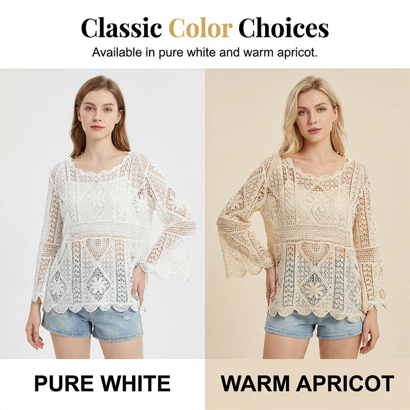 🌸50 % de réduction✨Chemise Couvrance en Dentelle d'Inspiration Vintage pour Femme