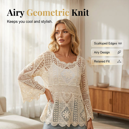 🌸50 % de réduction✨Chemise Couvrance en Dentelle d'Inspiration Vintage pour Femme