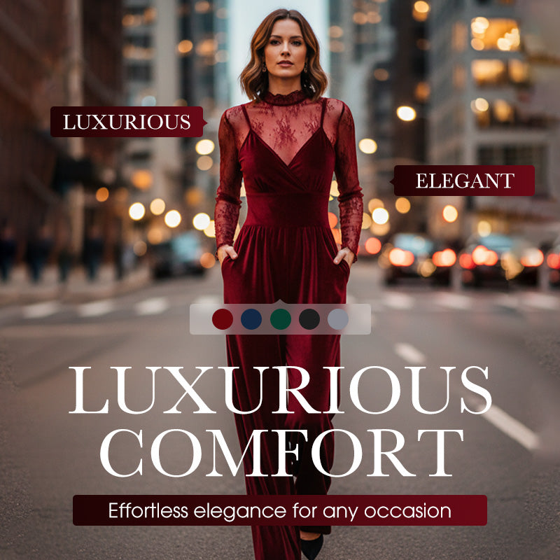 ✨50 % de réduction + livraison gratuite🔥Ensemble 2 pièces : combinaison en velours et haut en dentelle👗