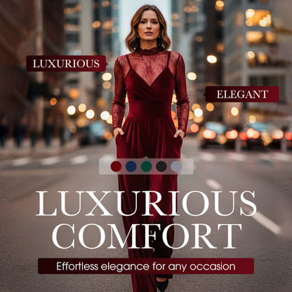 ✨50 % de réduction + livraison gratuite🔥Ensemble 2 pièces : combinaison en velours et haut en dentelle👗