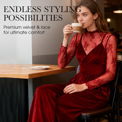 ✨50 % de réduction + livraison gratuite🔥Ensemble 2 pièces : combinaison en velours et haut en dentelle👗