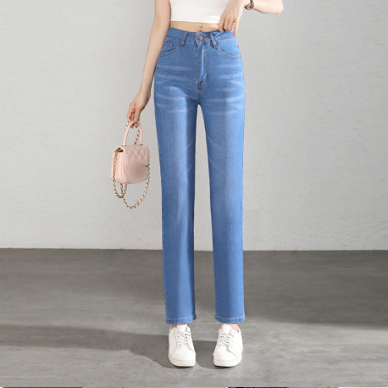 👖🌸Offre à durée limitée：66% de réduction🔥Jean en denim à taille haute et coupe droite pour femme
