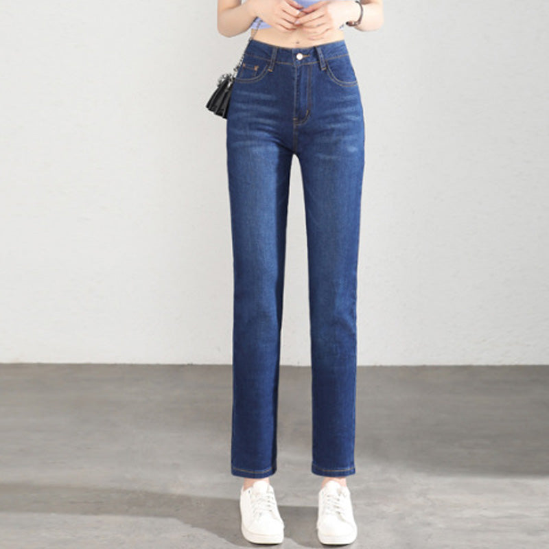 👖🌸Offre à durée limitée：66% de réduction🔥Jean en denim à taille haute et coupe droite pour femme