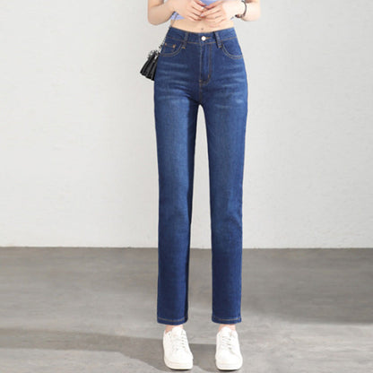 👖🌸Offre à durée limitée：66% de réduction🔥Jean en denim à taille haute et coupe droite pour femme