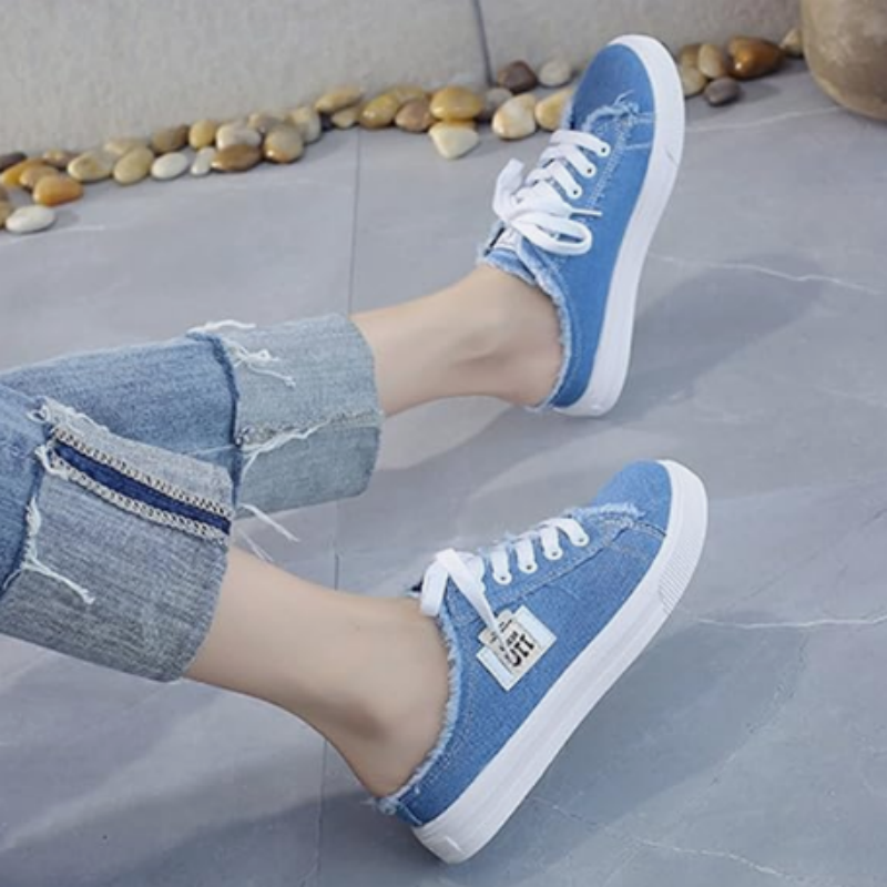 👟 56% DE RÉDUCTION ! 👖 Baskets-mules en denim pour femme – Faciles à enfiler, semelle confortable et parfaites pour un look estival décontracté ☀️