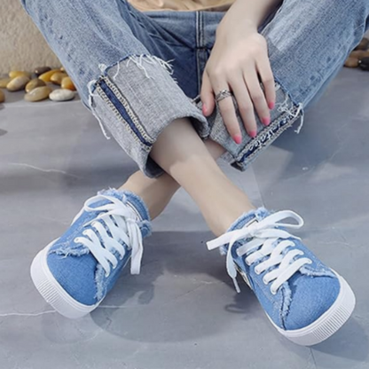 👟 56% DE RÉDUCTION ! 👖 Baskets-mules en denim pour femme – Faciles à enfiler, semelle confortable et parfaites pour un look estival décontracté ☀️