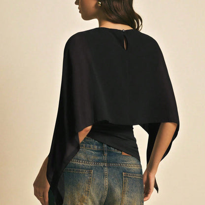 ✨Haut élégant à manches cape en mousseline👗Taille Froncée | Élégance Fluide 💫 -50% 🔥