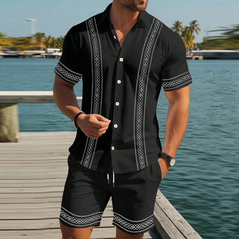 🔥Ensemble chemise à manches courtes à imprimé floral p✅ Style Vacances | Frais & Décontracté 🌴 -50% 🔥