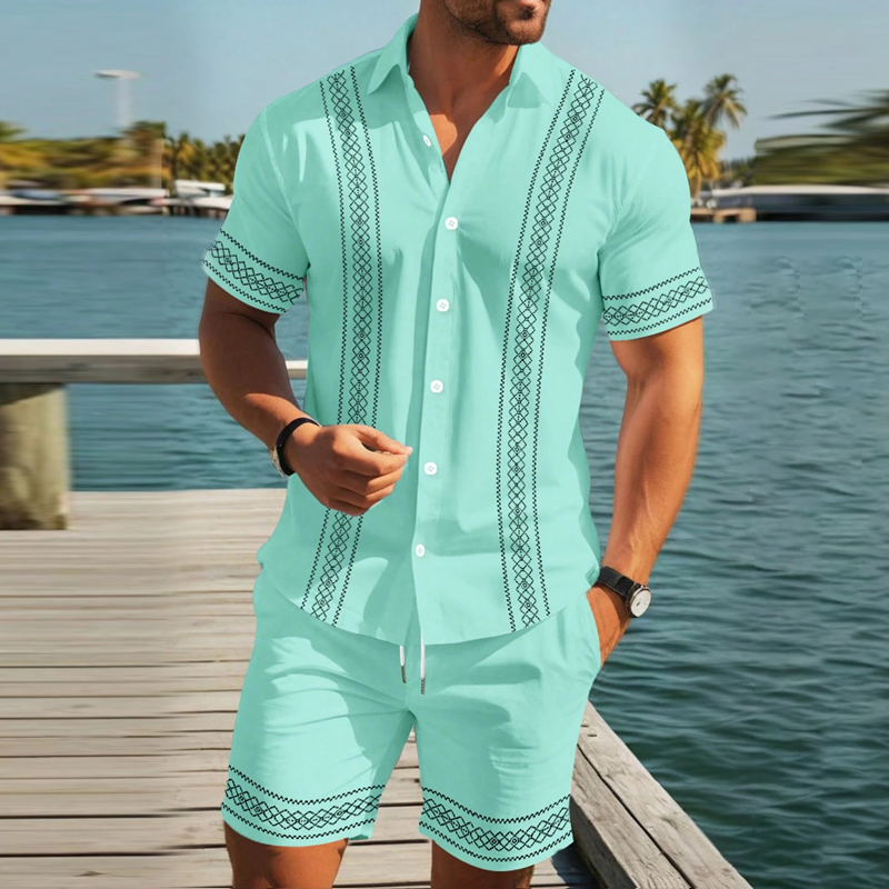 🔥Ensemble chemise à manches courtes à imprimé floral p✅ Style Vacances | Frais & Décontracté 🌴 -50% 🔥
