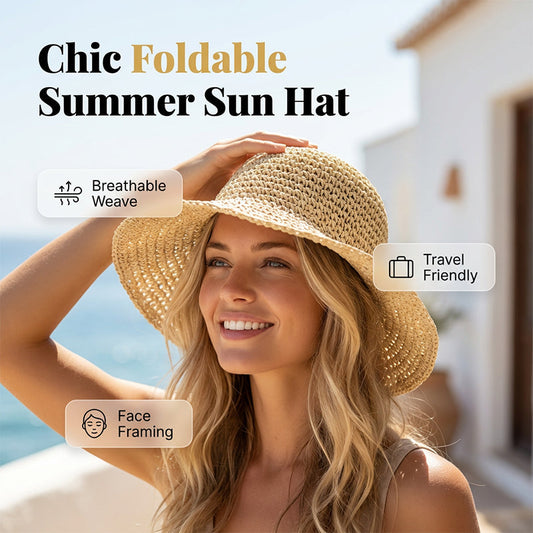 ❤️ Chapeau de paille à large bord tissé à la main pour femme 🌟 Chic & Pliable | Bord Large Solaire 🏖️ -60% 🔥