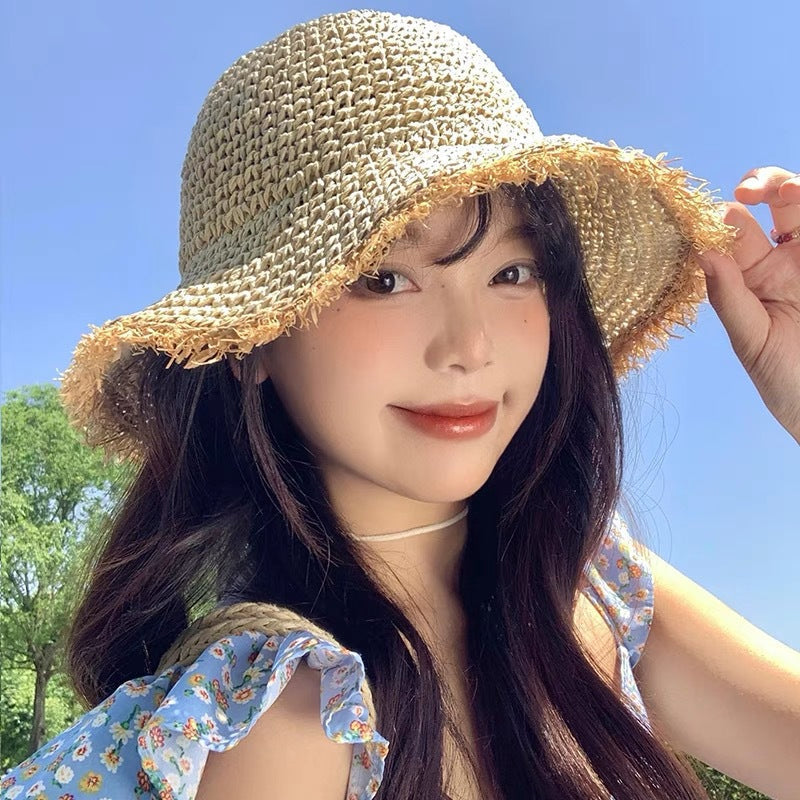 ❤️ Chapeau de paille à large bord tissé à la main pour femme 🌟 Chic & Pliable | Bord Large Solaire 🏖️ -60% 🔥