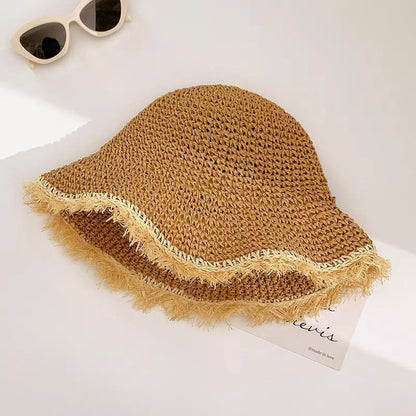 ❤️ Chapeau de paille à large bord tissé à la main pour femme 🌟 Chic & Pliable | Bord Large Solaire 🏖️ -60% 🔥