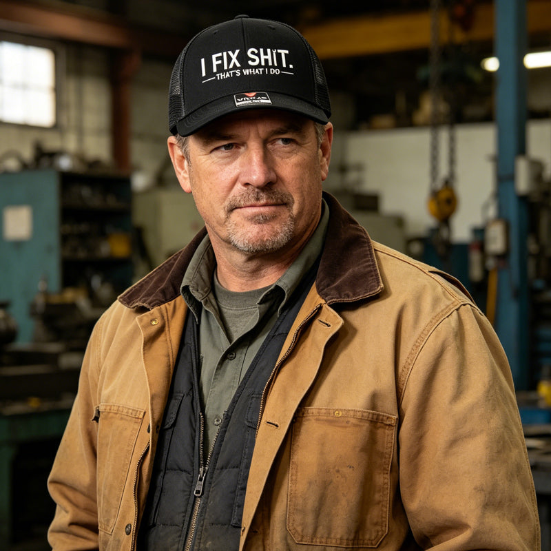 Casquette de camionneur brodée « I Fix Shit » 🛠️ | Humour & Style 🧢 -50% 🔥