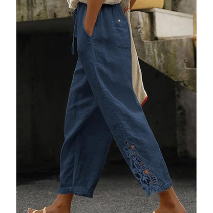 🔥Pantalon à cordon de serrage avec bordure en dentelle pour femme🍂Chic & Décontracté 🌿55 % de réduction🔥