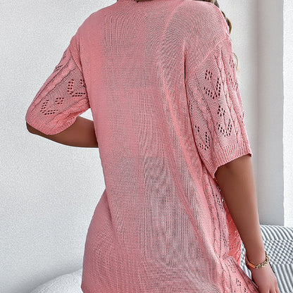 🔥Cardigan en maille ajourée à manches courtes pour femme💦 | Style Bohème & Fraîcheur Été 🌸