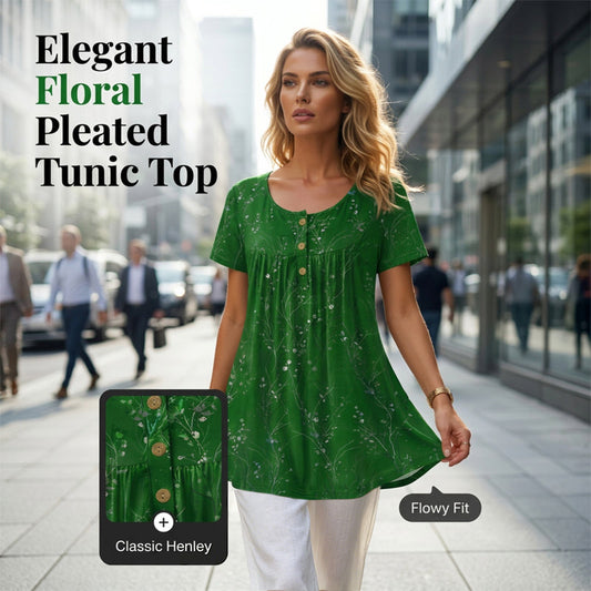 🌸50 % de réduction🌼Tunique femme plissée à imprimé floral🍂