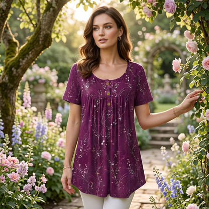 🌸50 % de réduction🌼Tunique femme plissée à imprimé floral🍂