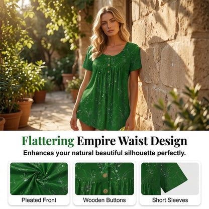 🌸50 % de réduction🌼Tunique femme plissée à imprimé floral🍂