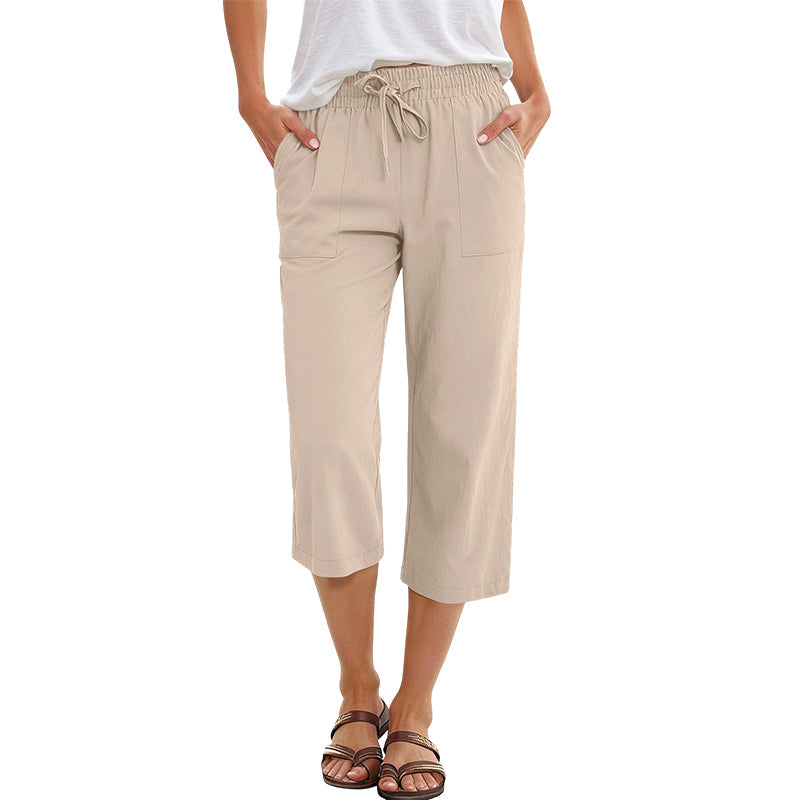 👖50 % de réduction🔥 Pantalon 7/8 en mélange coton et lin pour femme | Confort Naturel & Coupe Large ✨