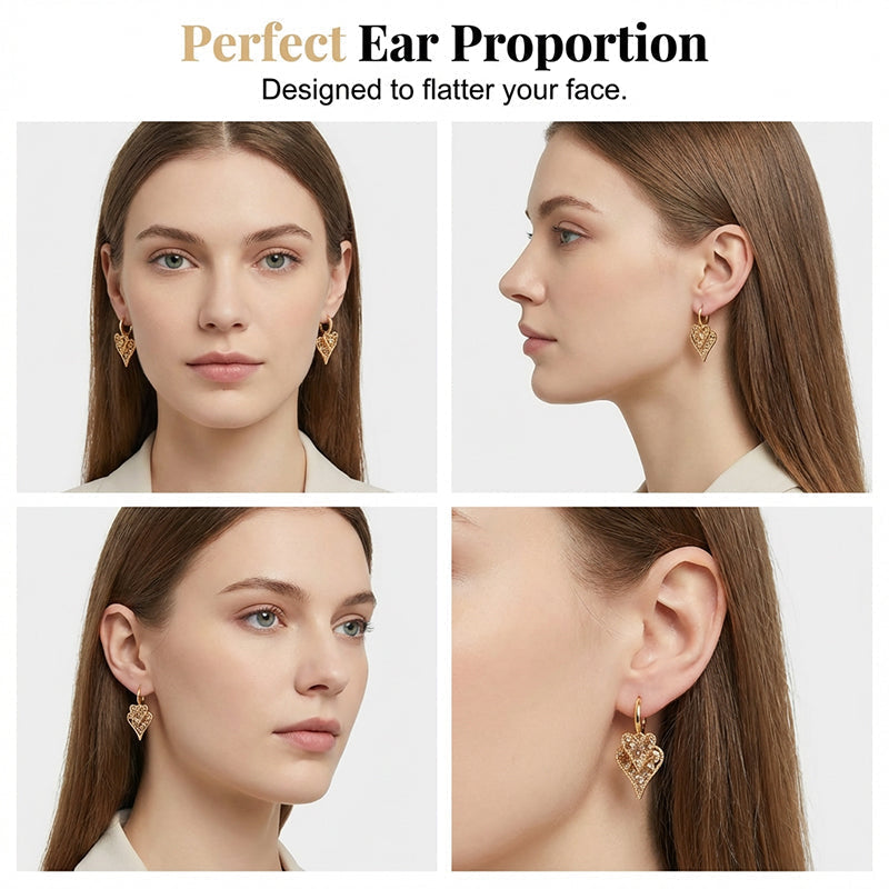 💗Boucles d’Oreilles Créoles Cœur ✅ Cristaux & Design Double Cœur | Élégantes et Légères 💎 -53% AUJOURD’HUI 🔥