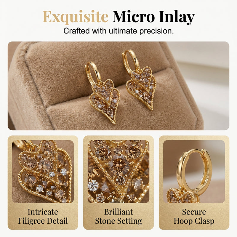 💗Boucles d’Oreilles Créoles Cœur ✅ Cristaux & Design Double Cœur | Élégantes et Légères 💎 -53% AUJOURD’HUI 🔥