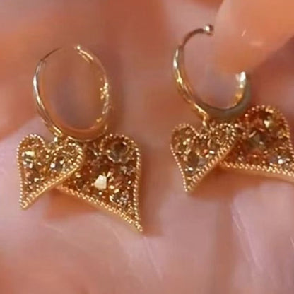 💗Boucles d’Oreilles Créoles Cœur ✅ Cristaux & Design Double Cœur | Élégantes et Légères 💎 -53% AUJOURD’HUI 🔥