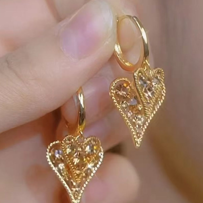 💗Boucles d’Oreilles Créoles Cœur ✅ Cristaux & Design Double Cœur | Élégantes et Légères 💎 -53% AUJOURD’HUI 🔥