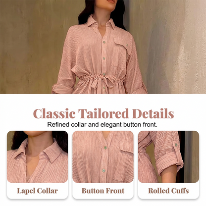 🌸Ensemble chemise à cordon de serrage et pantalon large pour femme ✅ Chemise à Cordon & Pantalon Large | Fluide et Élégant 🎀 50 % de réduction + livraison gratuite  🔥
