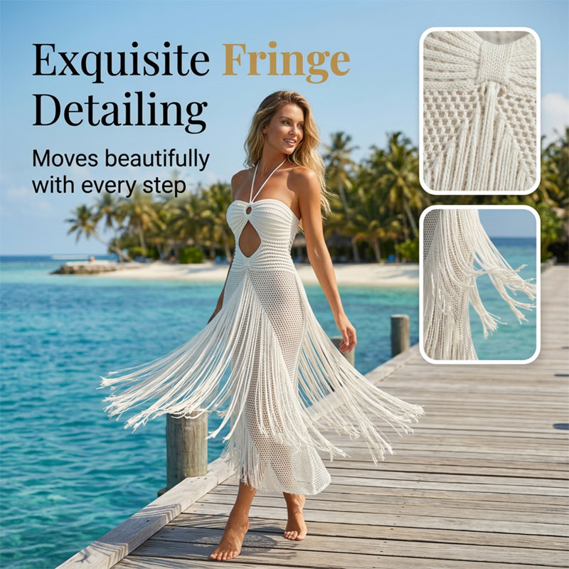 🌼Robe de plage sexy à franges et découpes pour femme🌸