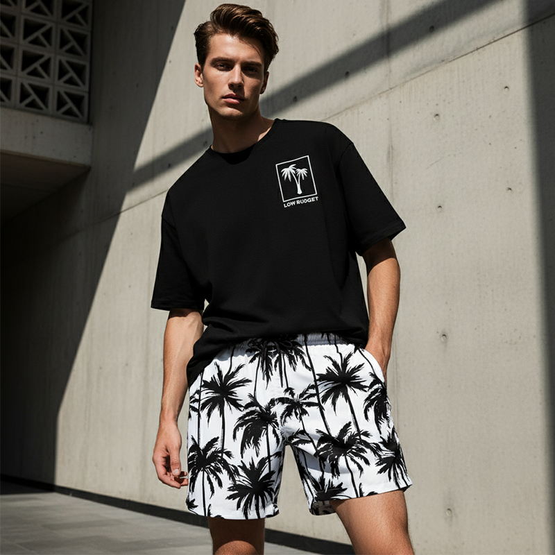 ✨Ensemble T-Shirt & Short Homme ✅ Imprimé Tropical & Coupe Décontractée | Léger et Stylé 🌴 -57% AUJOURD’HUI 🔥