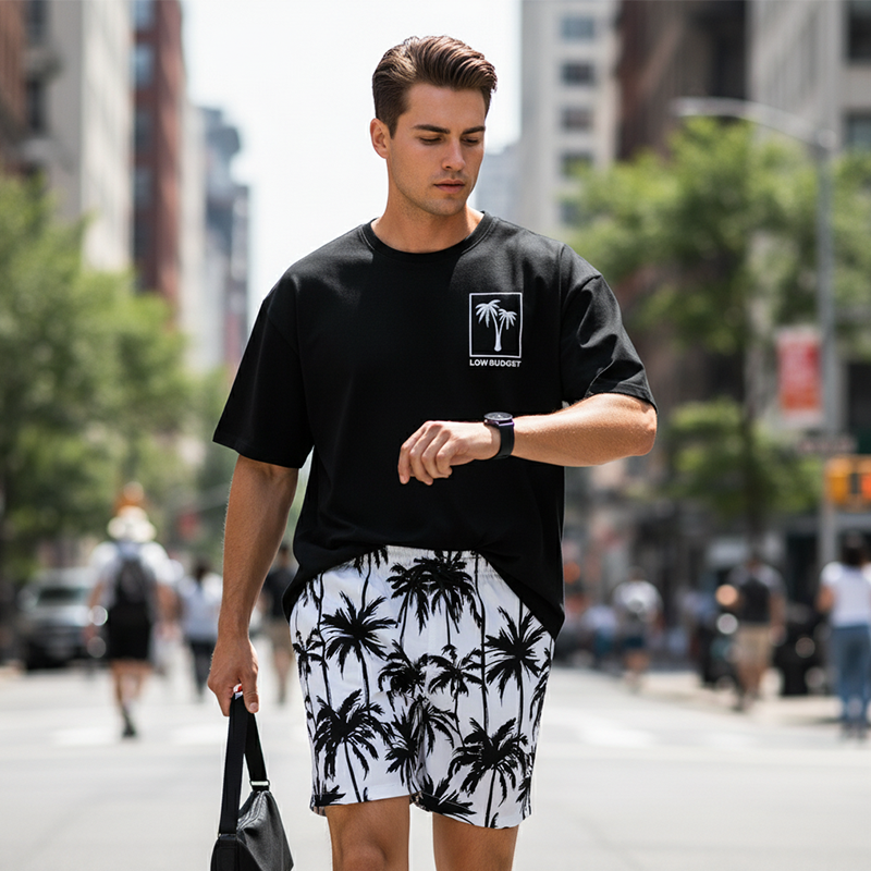 ✨Ensemble T-Shirt & Short Homme ✅ Imprimé Tropical & Coupe Décontractée | Léger et Stylé 🌴 -57% AUJOURD’HUI 🔥