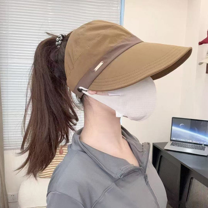 🔥-50% AUJOURD’HUI 🌞Casquette de Soleil à Large Bord ✅ Protection UV & Ouverture Queue de Cheval | Légère et Tendance 🧢