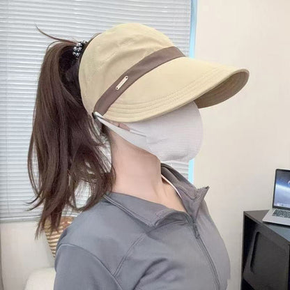 🔥-50% AUJOURD’HUI 🌞Casquette de Soleil à Large Bord ✅ Protection UV & Ouverture Queue de Cheval | Légère et Tendance 🧢