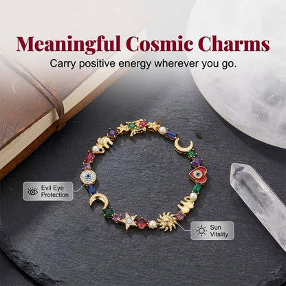 🌠Bracelet Charms Célestes ✅ Soleil, Lune & Cristaux | Élégant et Raffiné ✨ -50% AUJOURD’HUI 🔥