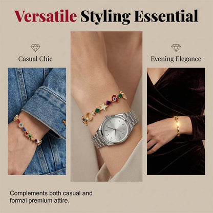 🌠Bracelet Charms Célestes ✅ Soleil, Lune & Cristaux | Élégant et Raffiné ✨ -50% AUJOURD’HUI 🔥