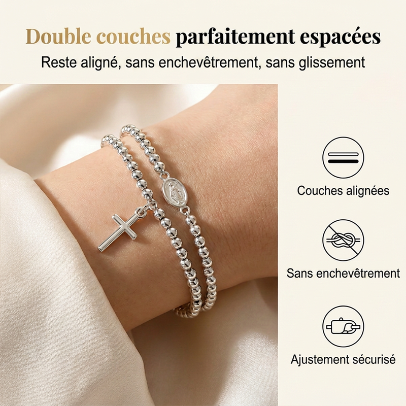 Bracelet à perles de chapelet à double tour