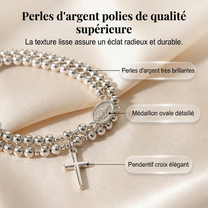 Bracelet à perles de chapelet à double tour
