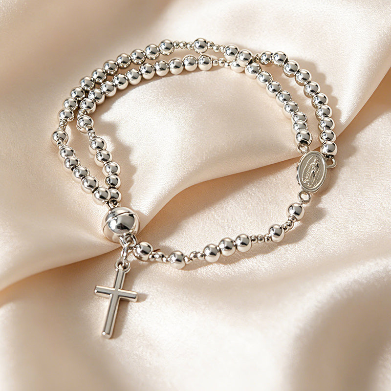 Bracelet à perles de chapelet à double tour